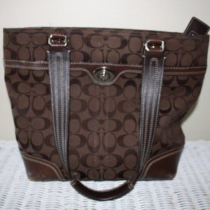 Coach signature brown fabric